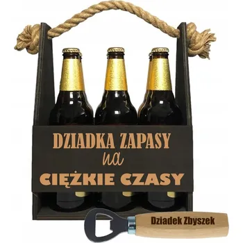 Žertovný předmět NOSIČ na PIVO DÁREK Den Dědečka pro muže Narozeniny + OTVÍRÁK s gravírováním