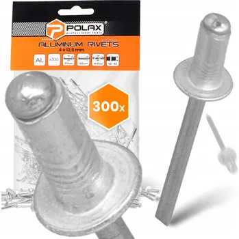 Nýt 300x Nýtovací nýty 4x12,5 mm HLINÍKOVÉ Pozinkované OCELOVÉ ODOLNÉ Nýt