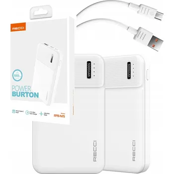 Powerbanka RYCHLÁ POWERBANKA 5000MAH SILNÁ RYCHLÉ NABÍJENÍ 2,1A USB a C + KABEL RECCI