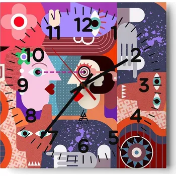 Hodiny Kuchyňské nástěnné hodiny 30x30 Abstrakce Skleněné hodiny do obýváku Moderní Tiché