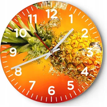 Hodiny Kuchyňské nástěnné hodiny 30x30 Ovoce Moderní skleněné hodiny do obýváku Tiché