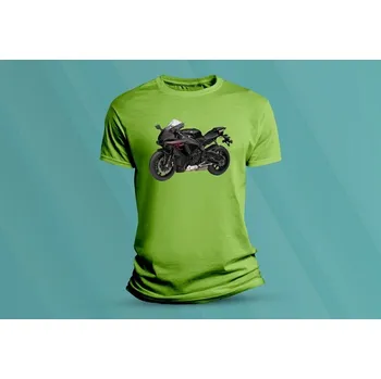 Chlapecké tričko Dětské bavlněné tričko Yamaha R1 černá. Lime velikost L