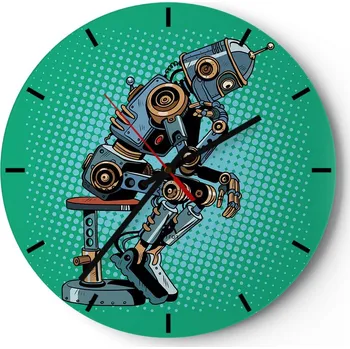 Hodiny Velké nástěnné hodiny 40x40 Abstrakce Skleněné hodiny Kulatý Tiché