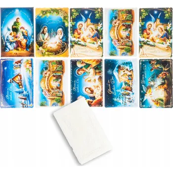 Obraz Vánoční přání OPLATKY s vánočními motivy, zlacené, náboženské, 10 ks