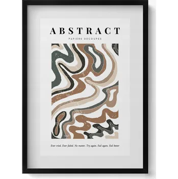 Obraz Elegantní obraz do obývacího pokoje v černém rámu Lineární boho abstrakce 50x70 cm