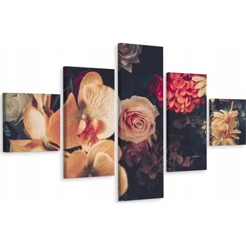 Obraz Vícedílný obraz Barevné KVĚTY Retro styl 250x150