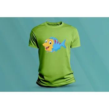 Dětská móda Dětské bavlněné tričko Cute Fish. Lime velikost L