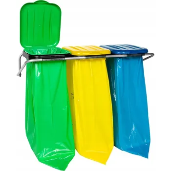 Odpadkový koš Stojan na pytle na tříděný odpad GSG24 výklopný 120 l ocel pozinkovaná 3 komory