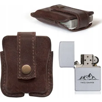 Kožené pouzdro + gravírovaný zapalovač ZIPPO