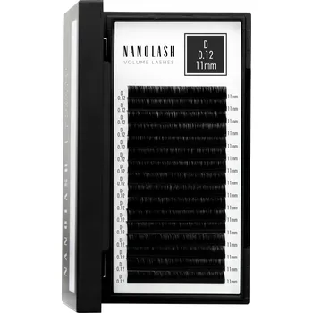 Umělé řasy Umělé řasy pro prodlužování Nanolash - 0.12 tloušťka D zakřivení 11mm délka 16 proužků