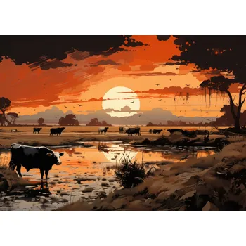 Plakát Plakát Večerní Pastorál bez rámu 70 x 50 cm