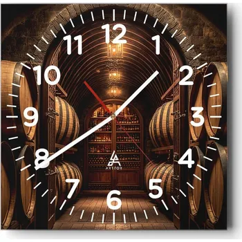 Hodiny Nástěnné hodiny do obýváku 40x40 Víno Tiché Skleněné hodiny Stylové