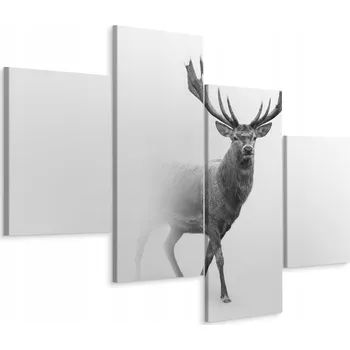 Obraz Čtyřdílný obraz JELEN v mlze Příroda 3D 80x50