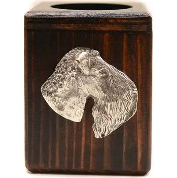 Svícen Kerry Blue teriér - dřevěný svícen se psem, na čajovou svíčku (ohřívač)