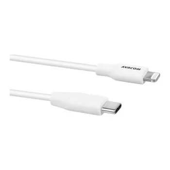 Datový kabel Avacom USB kabel (2.0), USB C samec - Apple Lightning samec, 1.2m, kulatý, bílý, neoriginální