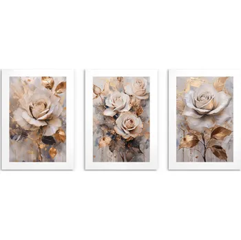 Obraz Plakáty na zeď do obýváku Elegantní nástěnná dekorace Růže Květiny 3x30x40