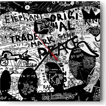 Hodiny Velké nástěnné hodiny 40x40 Graffiti - Skleněné čtvercové tiché hodiny