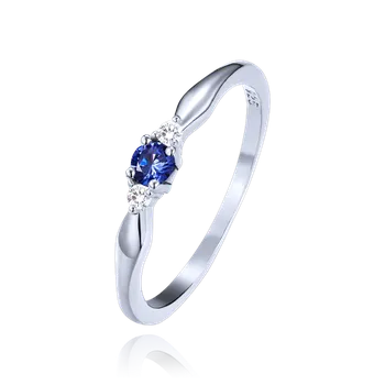 Prsten 2412 MINET Stříbrný prsten s levandulově modrým zirkonem a bílými zirkony Velikost: 52, Váha: 1,3