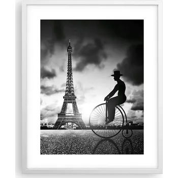 Obraz Obraz plakát na zeď v bílém rámu 40x50 Paříž foto plakáty do obýváku