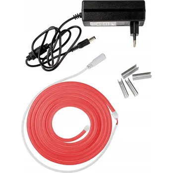 LED páska NEON LED FLEX voděodolný ohebný set s napájecím zdrojem červený 2m