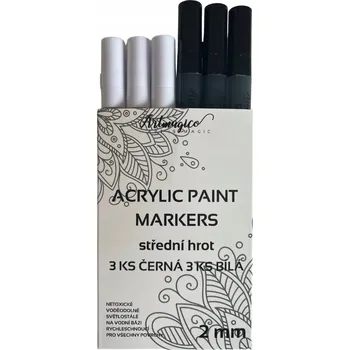 8x FIXY FIXY FIXY AKRYLOVÉ ČERNÁ BÍLÁ