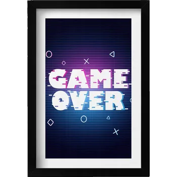 Obraz Nástěnný obraz černý rám Stylizovaný nápis pro hráče Game over 20x30 cm