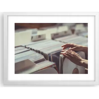 Obraz Obraz plakát v bílém rámu do obýváku 40x30 hudební deska foto na zeď