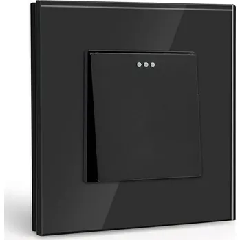 vypínač Skleněný vypínač světla, jednoduchý, pod omítku, páčkový, černý