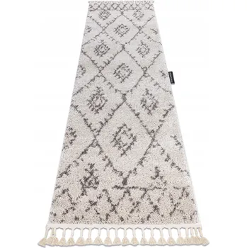 Koberec Koberec běhoun MAROKO S TŘÁSNĚMI SHAGGY ROMBY AZTÉCKÝ krémový 60x200 cm #GR3539