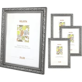 Obraz Stříbrný dekorativní luxusní univerzální fotorámeček 21x30 antik sada 4x