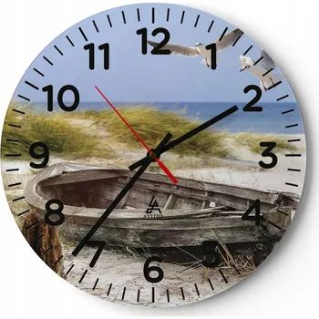 Hodiny Nástěnné hodiny do obýváku 40x40 Krajina Kulatý Skleněné hodiny Loft Tiché