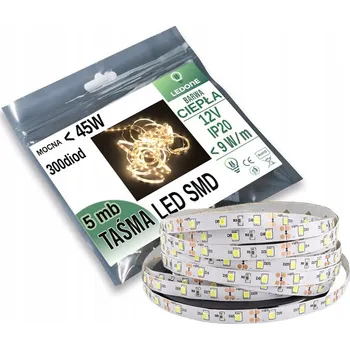 LED osvětlení 9W/M Prémiový LED pásek 2835 300 LED diod Ip20 Teplá bílá 5M