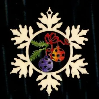 Vánoční dekorace AMADEA Dřevěná ozdoba barevná vločka s koulemi 6 cm