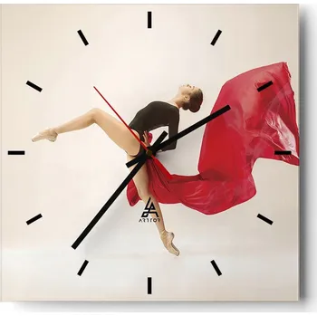 Hodiny Nástěnné hodiny do kuchyně 30x30 Baletka Stylové hodiny na skle Loft Tiché