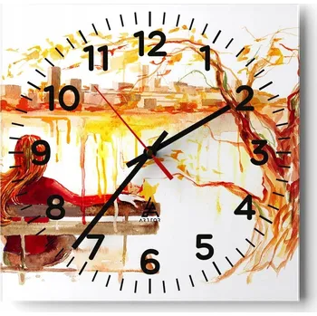 Hodiny Nástěnné hodiny do obýváku 40x40 Krajina Bezhluczne Skleněné hodiny Tiché