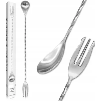 Příbor Barmanská lžíce dlouhá s vidličkou na drinky | 40 cm