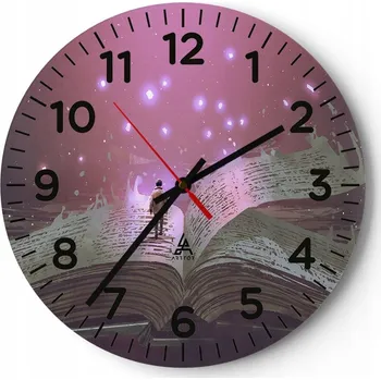 Hodiny Nástěnné hodiny do obýváku 40x40 Grafika Kulatý Hodiny na skle Loft Tiché