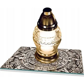 Obraz Skleněná, TVRZENÁ podložka pod SVÍČKY, vzor Aztécký, 30x22 cm na POMNÍK