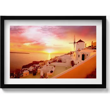 Obraz Dekorativní nástěnný obraz do pokoje Santorini se starým větrným mlýnem 60x40 cm