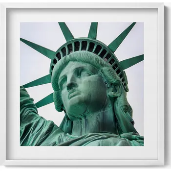 Obraz Dekorativní nástěnný obraz v bílém rámu Socha Svobody New York USA 50x50 cm