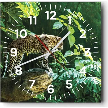 Hodiny Kuchyňské nástěnné hodiny 30x30 Džungle Skleněné hodiny do obýváku Moderní Tiché