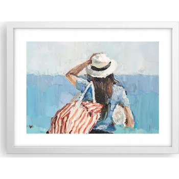 Obraz Obraz plakát v bílém rámu do obýváku 40x30 pláž foto plakáty na zeď