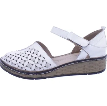 Dámské sandále MANITU Boty na klínu Polk bílé dámské letní kožené Velikost: 42