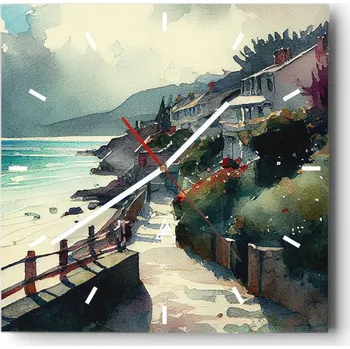 Hodiny Nástěnné hodiny do kuchyně 30x30 Domy Stylové hodiny na skle Loft Tiché