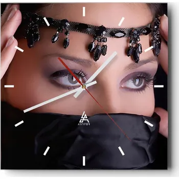 Hodiny Velké nástěnné hodiny na zeď 40x40 Žena Skleněné hodiny Čtvercové Tiché