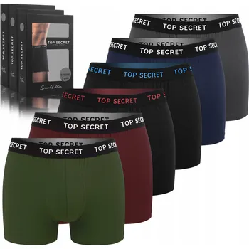 Boxerky TOP SECRET Pánské bavlněné boxerky Balení 6 Kusů Velikost M
