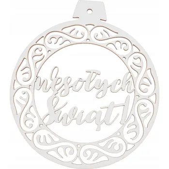 Vánoční dekorace VÁNOČNÍ KOULE NA VÁNOČNÍ STROMEK ozdoba VESELÉ VÁNOCE ažurová BÍLÁ