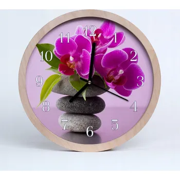 Hodiny Nástěnné hodiny z překližky, styl loft, Orchidej Květiny, 20 cm