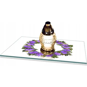 Obraz Podstavec na hřbitov Věnec Květiny pod HŘBITOVNÍ SVÍČKA tvrzené sklo 52x40 cm