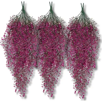 umělá květina Umělé růžové květiny 3ks závěsná květinová girlanda břečťan popínavý